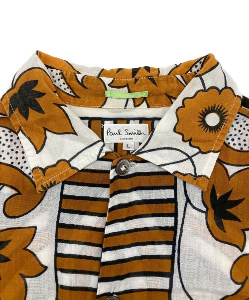 Paul Smith London（ポールスミスロンドン）Paul Smith London (ポールスミスロンドン) 総柄シャツ ブラウン×ホワイト サイズ:Lの古着・服飾アイテム
