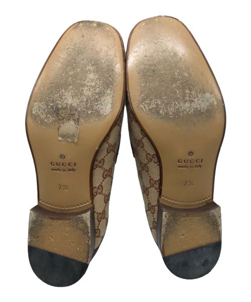 GUCCI（グッチ）GUCCI (グッチ) GGキャンバス シェリーライン ホースビットローファー ベージュ サイズ:7 1/2（下記参照）の古着・服飾アイテム