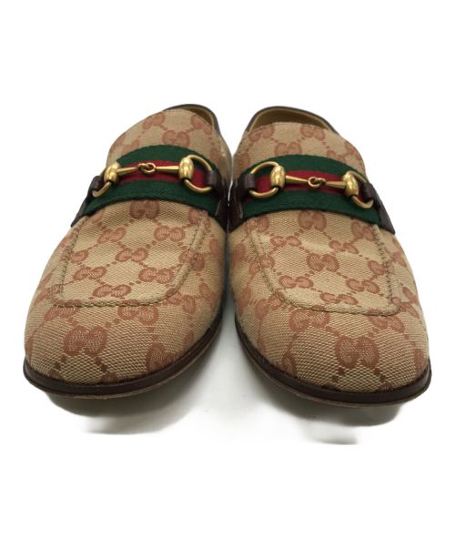 GUCCI（グッチ）GUCCI (グッチ) GGキャンバス シェリーライン ホースビットローファー ベージュ サイズ:7 1/2（下記参照）の古着・服飾アイテム