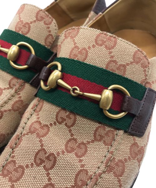 GUCCI（グッチ）GUCCI (グッチ) GGキャンバス シェリーライン ホースビットローファー ベージュ サイズ:7 1/2（下記参照）の古着・服飾アイテム