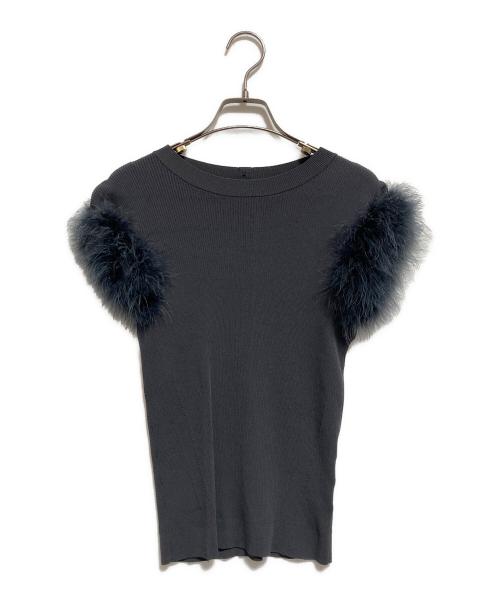 Mystrada（マイストラーダ）Mystrada (マイストラーダ) フェザーショルダーニット グレー サイズ:38の古着・服飾アイテム