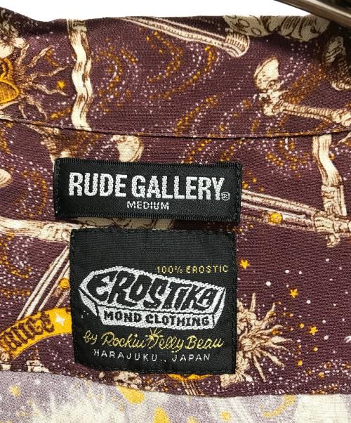 RUDE GALLERY（ルードギャラリー）RUDE GALLERY (ルードギャラリー) EROSTIKA (エロスティカ) 総柄オープンカラーシャツ ブラウン サイズ:Mの古着・服飾アイテム