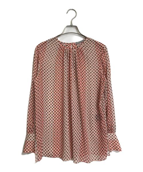 theory luxe（セオリーリュクス）theory luxe (セオリーリュクス) ジオメトリックプリントブラウス　長袖ブラウス　総柄 オレンジ サイズ:38の古着・服飾アイテム