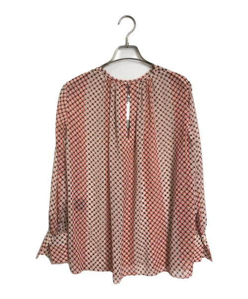 theory luxe（セオリーリュクス）theory luxe (セオリーリュクス) ジオメトリックプリントブラウス　長袖ブラウス　総柄 オレンジ サイズ:38の古着・服飾アイテム