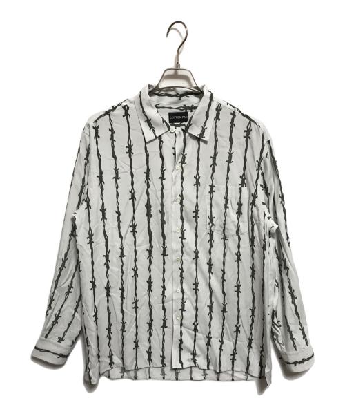 COTTON PAN（コットンパン）COTTON PAN (コットンパン) WIRED LS /長袖レーヨンシャツ アイボリー×グリーン サイズ:2の古着・服飾アイテム