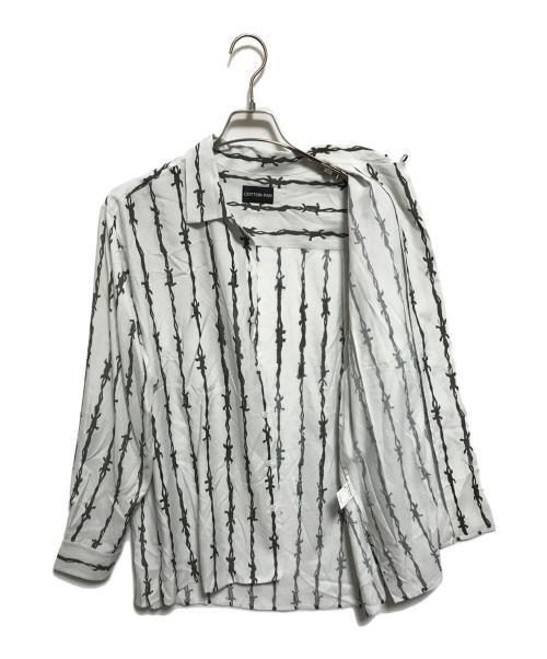 COTTON PAN（コットンパン）COTTON PAN (コットンパン) WIRED LS /長袖レーヨンシャツ アイボリー×グリーン サイズ:2の古着・服飾アイテム