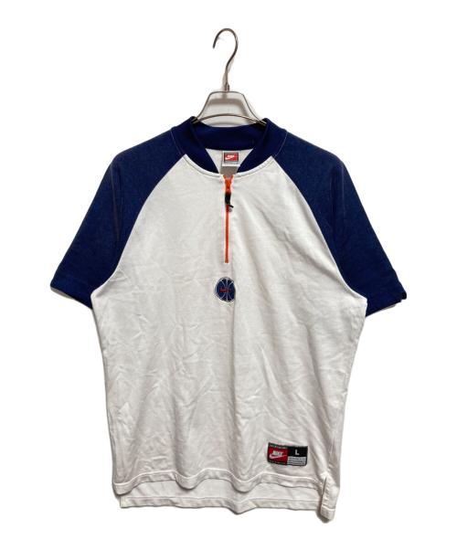 NIKE（ナイキ）NIKE (ナイキ) ハーフジップTシャツ ネイビー×ホワイト サイズ:Lの古着・服飾アイテム