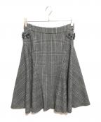 MaxMaraマックスマーラ）の古着「サイドベルト付チェックスカート」｜グレー