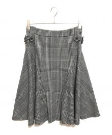 MaxMara（マックスマーラ）の古着「サイドベルト付チェックスカート」｜グレー