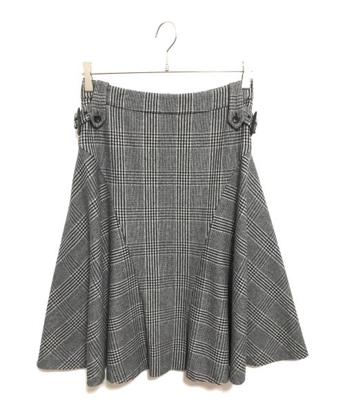 MaxMara（マックスマーラ）MaxMara (マックスマーラ) サイドベルト付チェックスカート グレー サイズ:38の古着・服飾アイテム