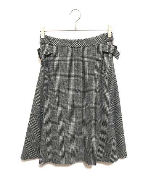 MaxMara（マックスマーラ）MaxMara (マックスマーラ) サイドベルト付チェックスカート グレー サイズ:38の古着・服飾アイテム