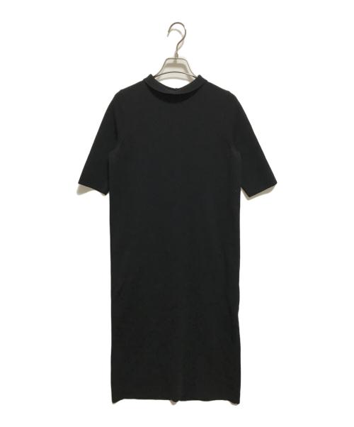 BALLSEY（ボールジィ）BALLSEY (ボールジィ) ウールポリエステルパールコンビ ハーフスリーブワンピース ブラック サイズ:34の古着・服飾アイテム