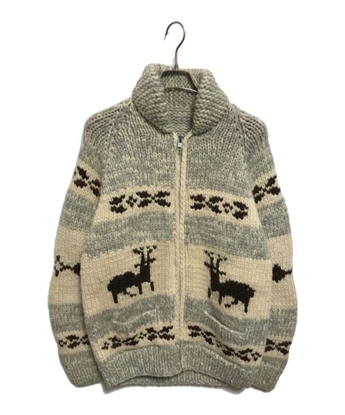 CANADIAN SWEATER（カナディアンセーター）CANADIAN SWEATER (カナディアンセーター) カウチンニットカーディガン ベージュ×グレー サイズ:不明の古着・服飾アイテム