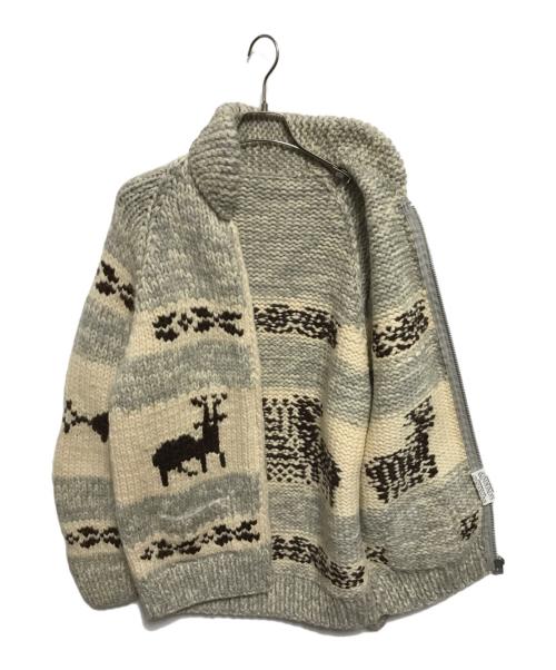CANADIAN SWEATER（カナディアンセーター）CANADIAN SWEATER (カナディアンセーター) カウチンニットカーディガン ベージュ×グレー サイズ:不明の古着・服飾アイテム