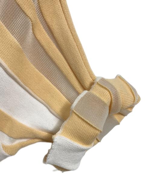 UNITED TOKYO（ユナイテッドトーキョー）UNITED TOKYO (ユナイテッドトーキョー) ランダムシースルーリブプルオーバー　半袖カットソー　デザイントップス　シアー　日本製　石川県 ブラウン×ホワイト サイズ:FREEの古着・服飾アイテム