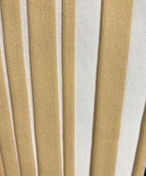 UNITED TOKYO（ユナイテッドトーキョー）UNITED TOKYO (ユナイテッドトーキョー) ランダムシースルーリブプルオーバー　半袖カットソー　デザイントップス　シアー　日本製　石川県 ブラウン×ホワイト サイズ:FREEの古着・服飾アイテム