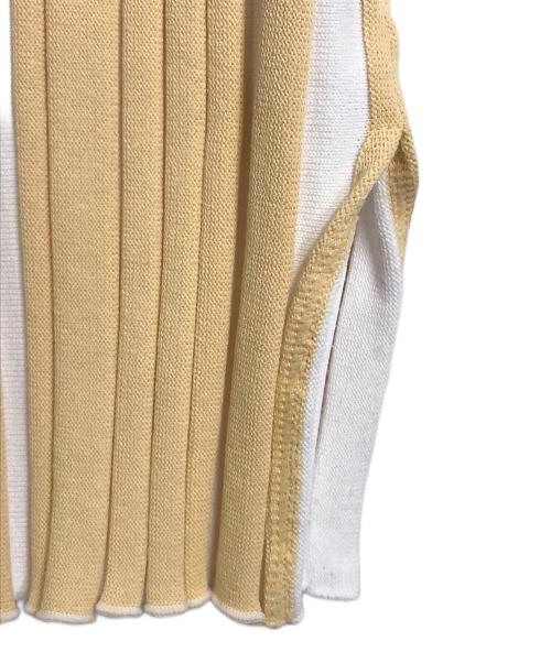 UNITED TOKYO（ユナイテッドトーキョー）UNITED TOKYO (ユナイテッドトーキョー) ランダムシースルーリブプルオーバー　半袖カットソー　デザイントップス　シアー　日本製　石川県 ブラウン×ホワイト サイズ:FREEの古着・服飾アイテム