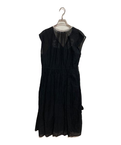 ne quittez pas（ヌキテパ）ne quittez pas (ヌキテパ) コットンボイル刺繍タッセルワンピース ブラック×ホワイト サイズ:下記参照の古着・服飾アイテム