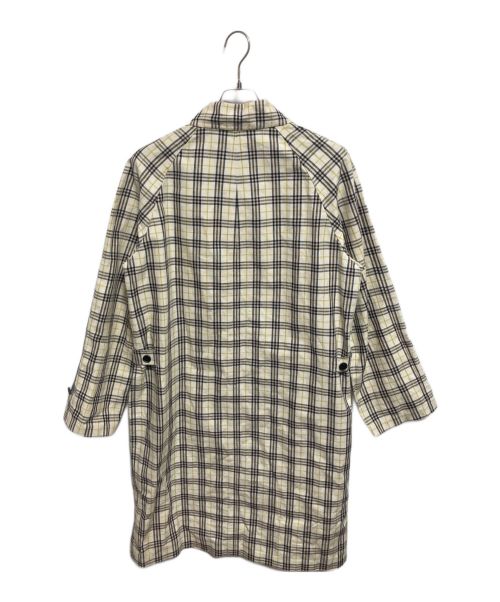 BURBERRY BLUE LABEL（バーバリー ブルー レーベル）BURBERRY BLUE LABEL (バーバリーブルーレーベル) チェックリネンバルマカーンコート ベージュ×イエロー サイズ:Mの古着・服飾アイテム