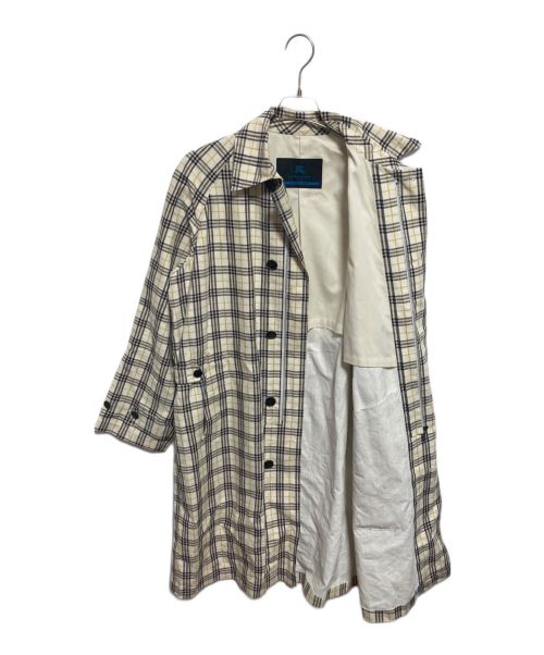 BURBERRY BLUE LABEL（バーバリー ブルー レーベル）BURBERRY BLUE LABEL (バーバリーブルーレーベル) チェックリネンバルマカーンコート ベージュ×イエロー サイズ:Mの古着・服飾アイテム