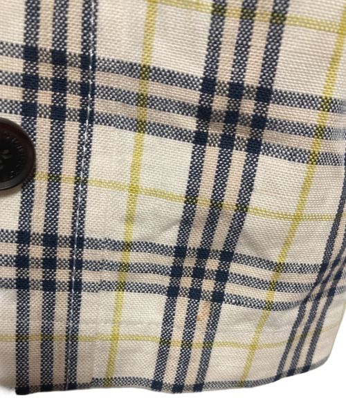 BURBERRY BLUE LABEL（バーバリー ブルー レーベル）BURBERRY BLUE LABEL (バーバリーブルーレーベル) チェックリネンバルマカーンコート ベージュ×イエロー サイズ:Mの古着・服飾アイテム