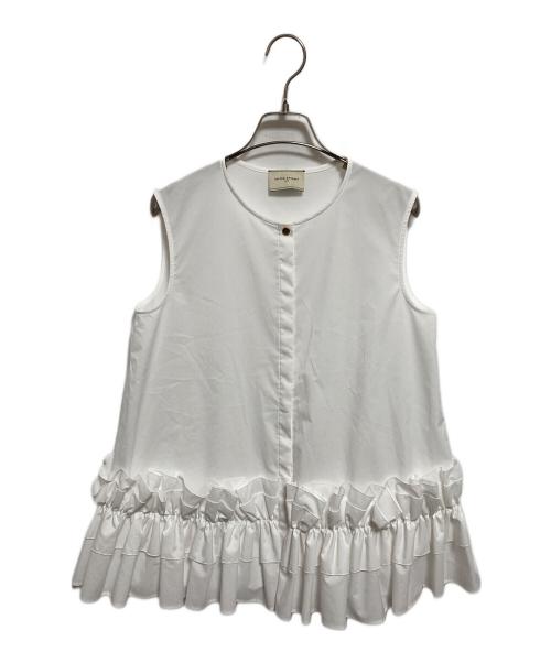 UNITED ARROWS TOKYO（ユナイテッドアローズトウキョウ）UNITED ARROWS TOKYO (ユナイテッドアローズトウキョウ) Pギャザーノースリーブブラウス ホワイト サイズ:38の古着・服飾アイテム