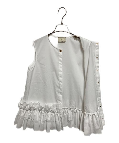 UNITED ARROWS TOKYO（ユナイテッドアローズトウキョウ）UNITED ARROWS TOKYO (ユナイテッドアローズトウキョウ) Pギャザーノースリーブブラウス ホワイト サイズ:38の古着・服飾アイテム