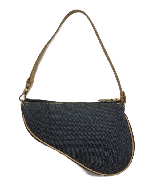 Christian Dior（クリスチャン ディオール）Christian Dior (クリスチャン ディオール) デニムサドルポーチ　PZ1001 インディゴ×ベージュの古着・服飾アイテム