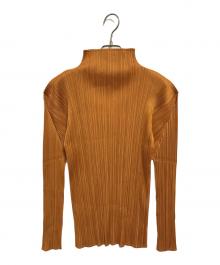 PLEATS PLEASE（プリーツプリーズ）の古着「プリーツハイネックカットソー」｜ブラウン