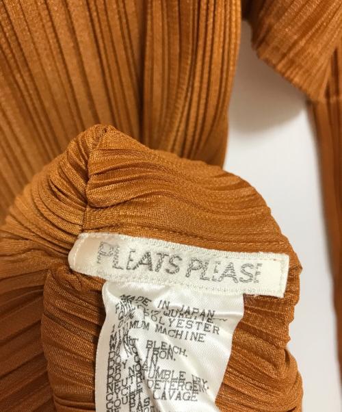 PLEATS PLEASE（プリーツプリーズ）PLEATS PLEASE (プリーツプリーズ) プリーツハイネックカットソー ブラウン サイズ:SIZE 4の古着・服飾アイテム