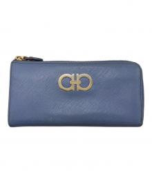 Salvatore Ferragamo（サルヴァトーレ フェラガモ）の古着「ガンチーニ ラウンドジップウォレット」｜ブルー