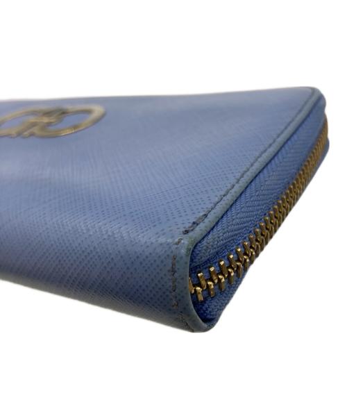 Salvatore Ferragamo（サルヴァトーレ フェラガモ）Salvatore Ferragamo (サルヴァトーレ フェラガモ) ガンチーニ ラウンドジップウォレット ブルーの古着・服飾アイテム