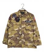 AVIREXアヴィレックス）の古着「COTTON RIPSTOP BDU VX-31 ミリターリージャケット　カモフラ　迷彩　ワッペン」｜ブラウン×ベージュ
