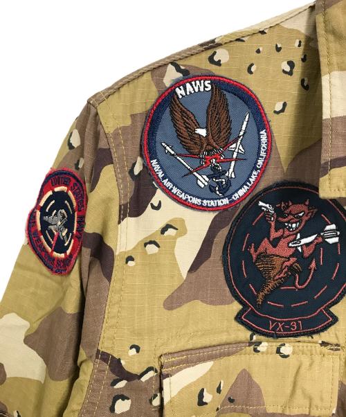 AVIREX（アヴィレックス）AVIREX (アヴィレックス) COTTON RIPSTOP BDU VX-31 ミリターリージャケット　カモフラ　迷彩　ワッペン ブラウン×ベージュ サイズ:Lの古着・服飾アイテム