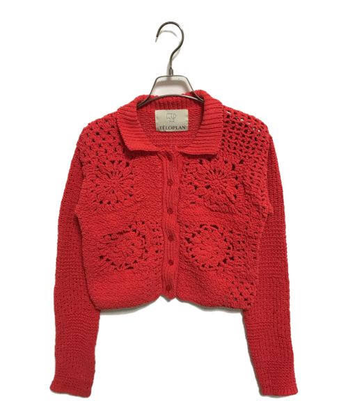 TELOPLAN（テーロプラン）TELOPLAN (テーロプラン) Jane Crochet Knit Top レッド サイズ:FREEの古着・服飾アイテム