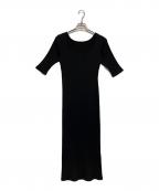 IENAイエナ）の古着「ランダムリブIラインカットワンピース」｜ブラック