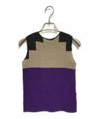 me ISSEY MIYAKEミーイッセイ ミヤケ）の古着「ノースリーブカットソー」｜パープル×ブラック