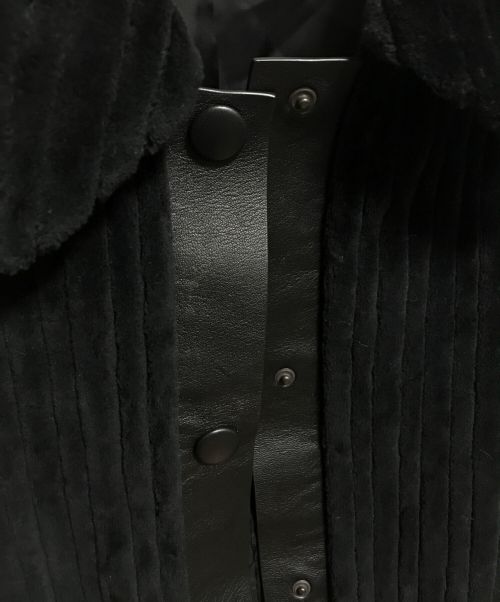 DES PRES（デ プレ）DES PRES (デ プレ) ワイドリッジパイル ステンカラーコート ブラック サイズ:FREEの古着・服飾アイテム