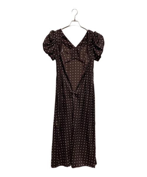 Snidel（スナイデル）Snidel (スナイデル) ギャザーパフスリーブドットワンピース ブラウン サイズ:1の古着・服飾アイテム