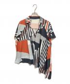 GRACE CLASSグレースクラス）の古着「プリントイレギュラーヘムトップ」｜ブラウン×ネイビー