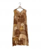 MaxMaraマックスマーラ）の古着「総柄ノースリーブワンピース」｜ベージュ