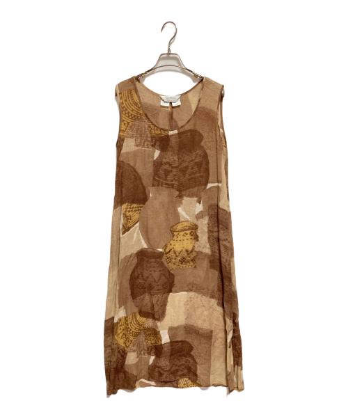 MaxMara（マックスマーラ）MaxMara (マックスマーラ) 総柄ノースリーブワンピース ベージュ サイズ:38の古着・服飾アイテム