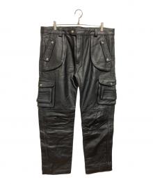 USED（ユーズド）の古着「レザーカーゴパンツ」｜ブラック