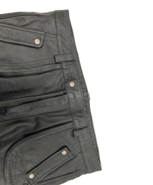 USED（ユーズド）USED (ユーズド) レザーカーゴパンツ ブラック サイズ:42の古着・服飾アイテム