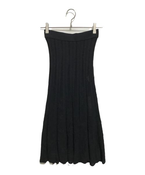 Mame Kurogouchi（マメクロゴウチ）Mame Kurogouchi (マメクロゴウチ) Watermark Pattern Pleated Knitted Skirt ブラック サイズ:2の古着・服飾アイテム