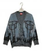 DIESELディーゼル）の古着「M-RODI ニットカーディガン」｜ブルー×ブラック