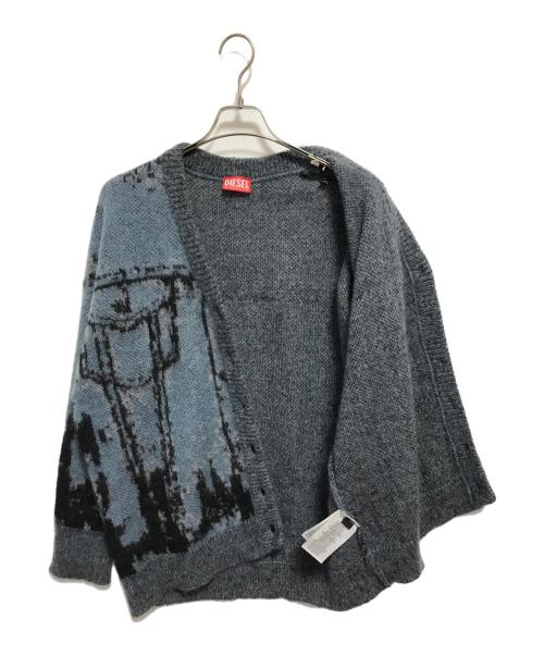 DIESEL（ディーゼル）DIESEL (ディーゼル) M-RODI ニットカーディガン ブルー×ブラック サイズ:XSの古着・服飾アイテム