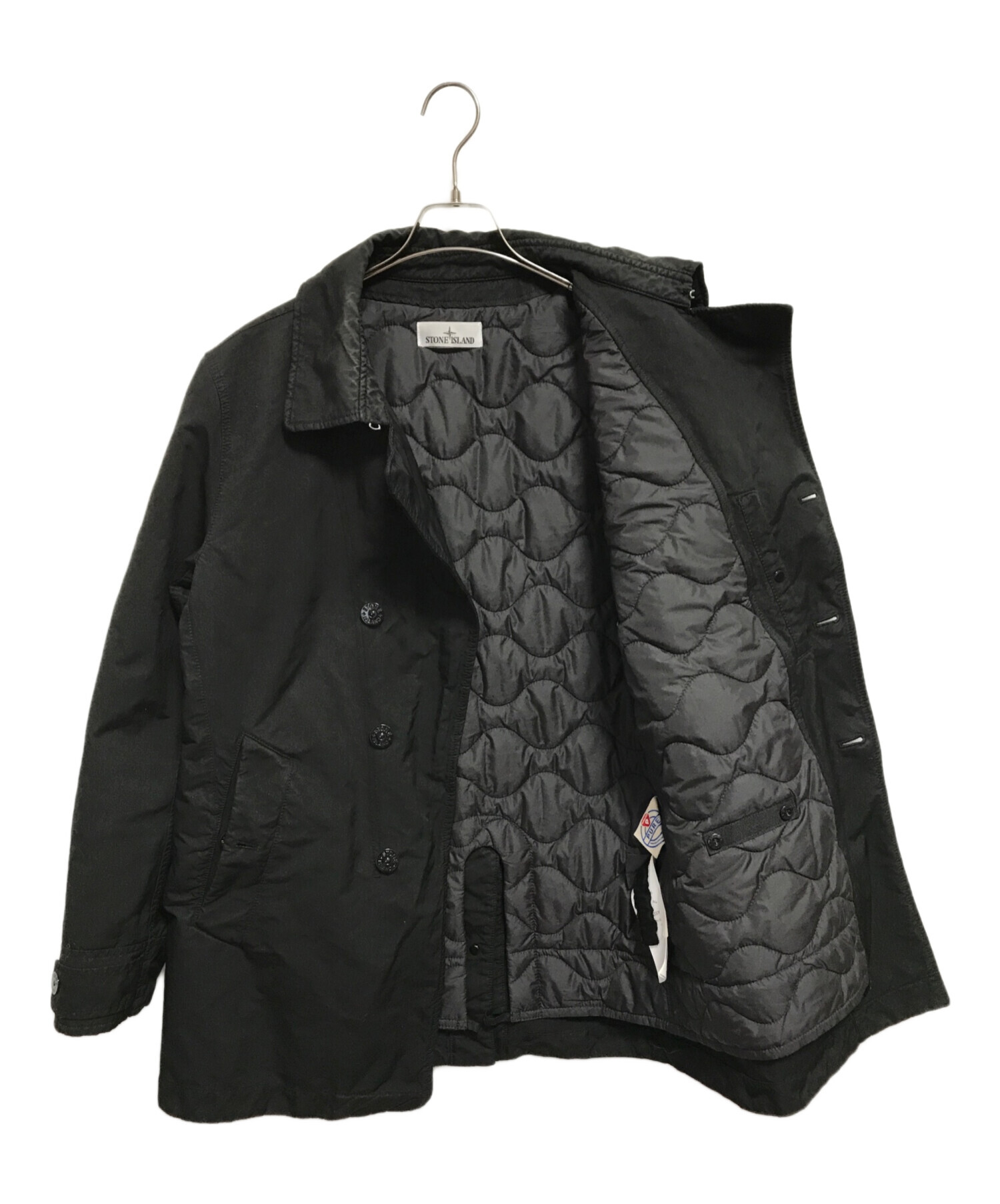 美品　Stone  ストーンアイランド ウール コート ブラック 2025年最新】STONE ISLAND メンズ ピーコート・ウールコートの