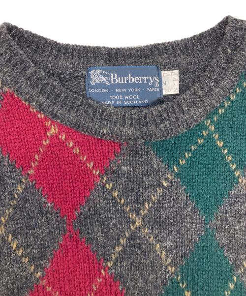 Burberry's（バーバリー）Burberry's (バーバリーズ) アーガイルニット グレー サイズ:Mの古着・服飾アイテム