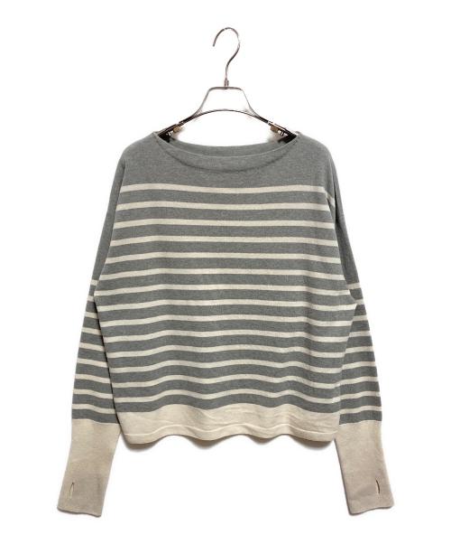 GALERIE VIE（ギャルリーヴィー）GALERIE VIE (ギャルリーヴィー) ウルトラファインウール ボートネックプルオーバー ホワイト×グレー サイズ:FREEの古着・服飾アイテム